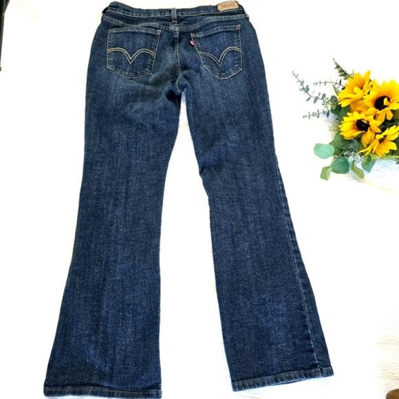 Women's Levi's 515 Bootcut Jeans Size 6 Short W28 L30 Dark Blue Denim Stretchy - Picture 12 of 15